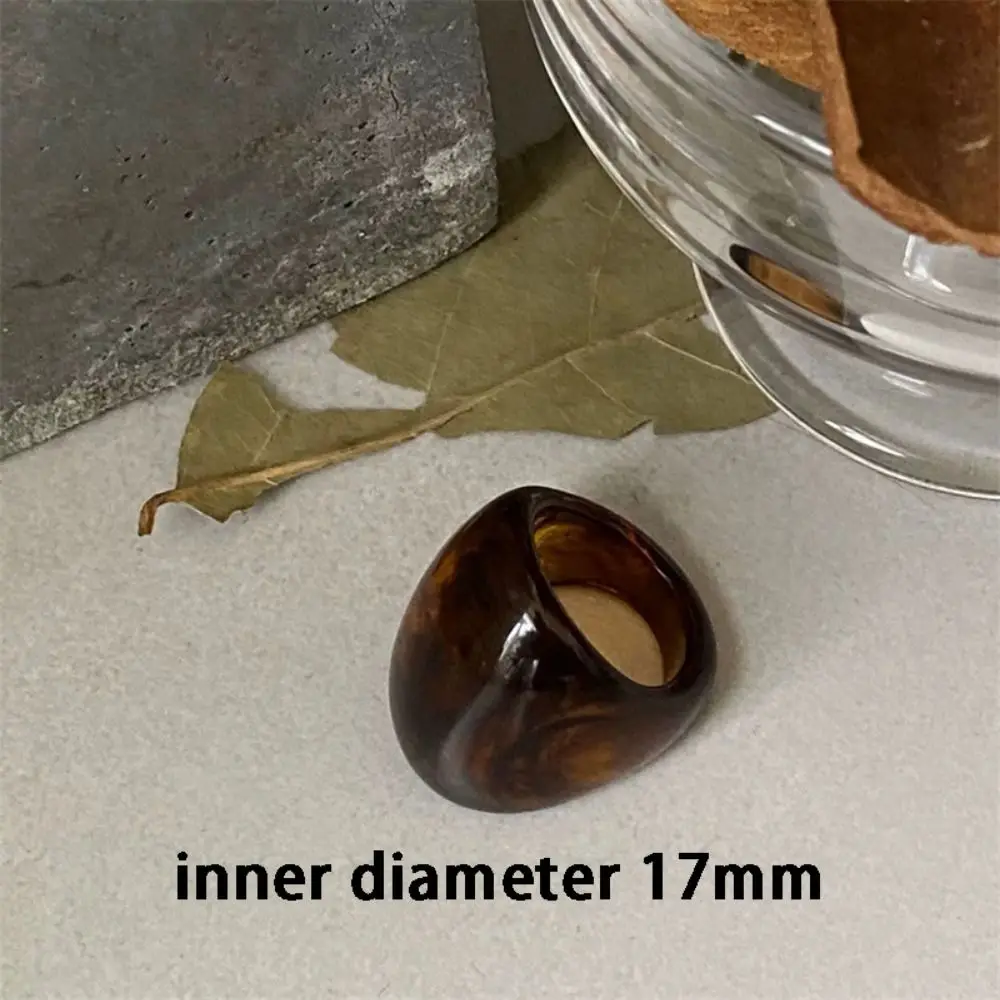 New Geometric Wide Face Chunky Ring Vintage Resin Large Finger Rings Exaggerated Gift Accessories Punk Jewelry image 6