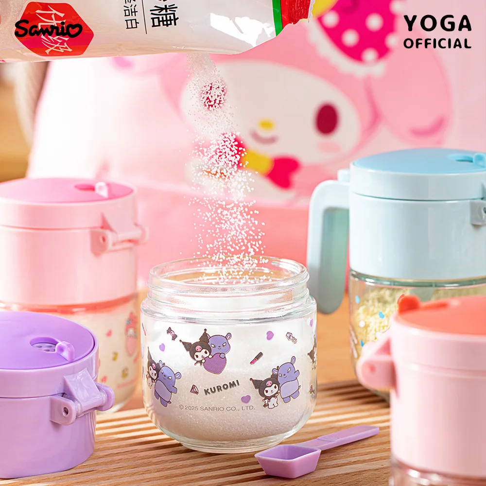 Kawaii Hello Kitty My Melody Kuromi การ์ตูนแก้วเครื่องปรุงรส Jar อะนิเมะ Sanrio สาวหัวใจน่ารักในครัวเรือนเครื่องปรุงรสบรรจุขวด