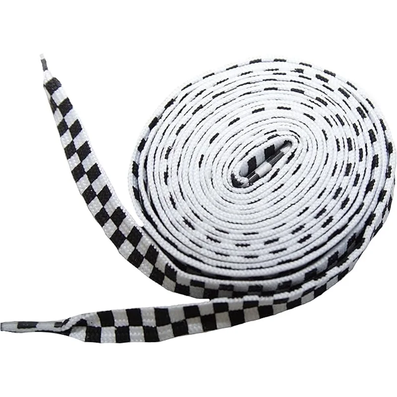 

Two-color Checkered Flat Shoelaces Black White Plaid Shoe Laces for Sneakers Casual Shoes Men and Women Shoe Accessories