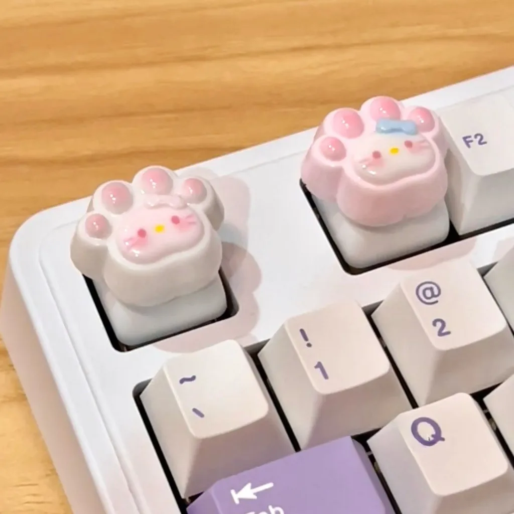 

Cute KT Cat Paw Keycaps Cartoon Handmade Mechanical Keyboard Caps Accessories Personalized Cherry MX Custom PBT Keycap