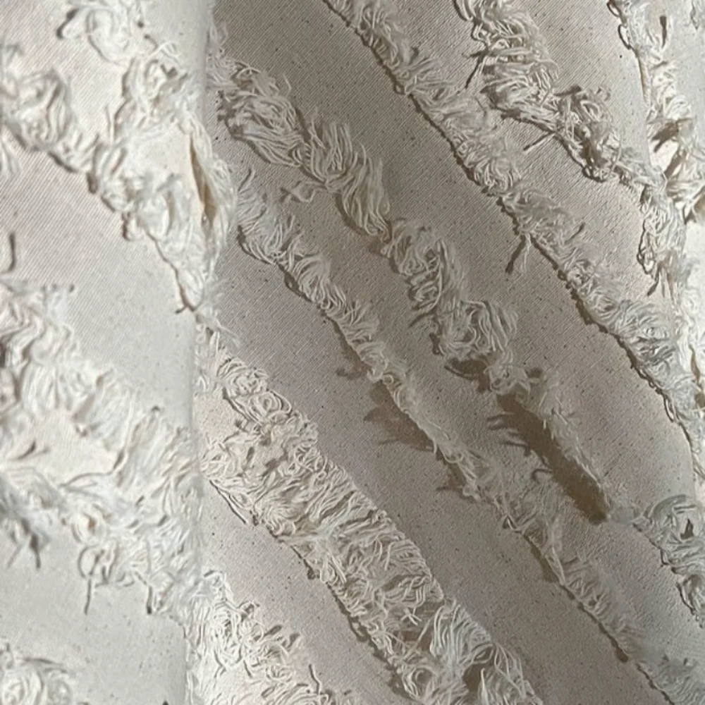 

Retro Hanfu Tassel Linen Cotton Jacquard Fabric for Clothing Designer Apparel Diy Sewing Cloth By The Meter Material