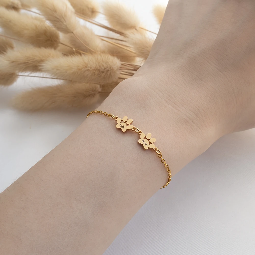 Minimalist Claw Bracelet Customized Engraved Name Bracelet Personalized Stainless Steel Dog Claw Bracelet