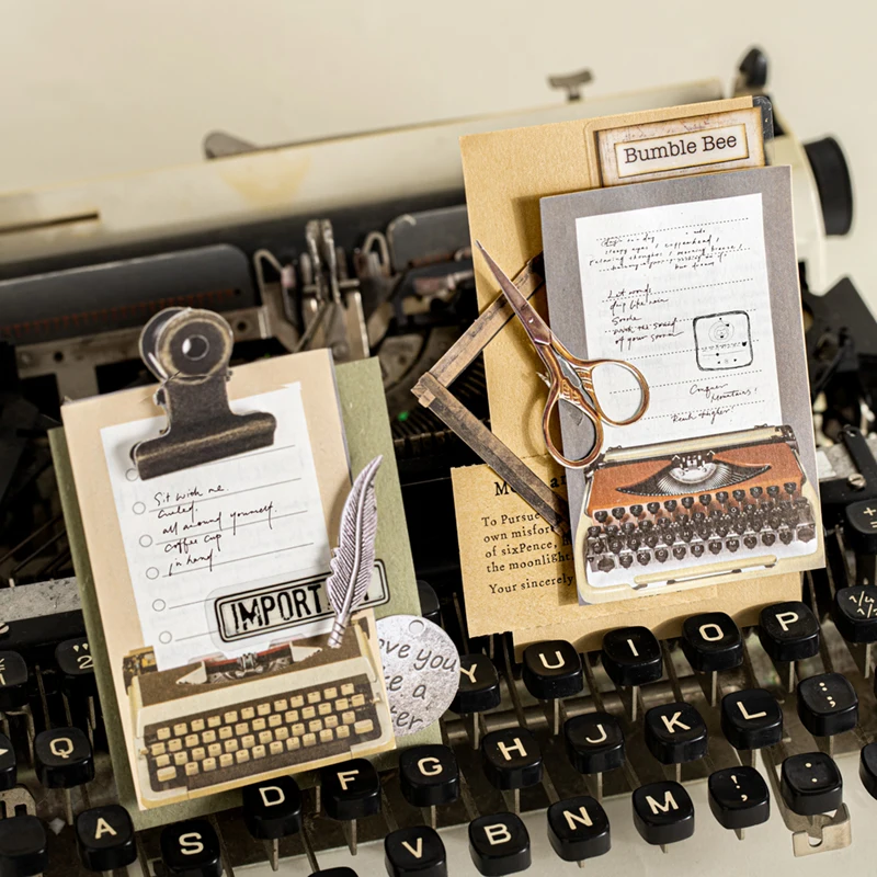 Journal GO 50pages Vintage Typewriter Themed Note Book Retro Planner Schedule Memo Pads Journaling Material Paper view 4