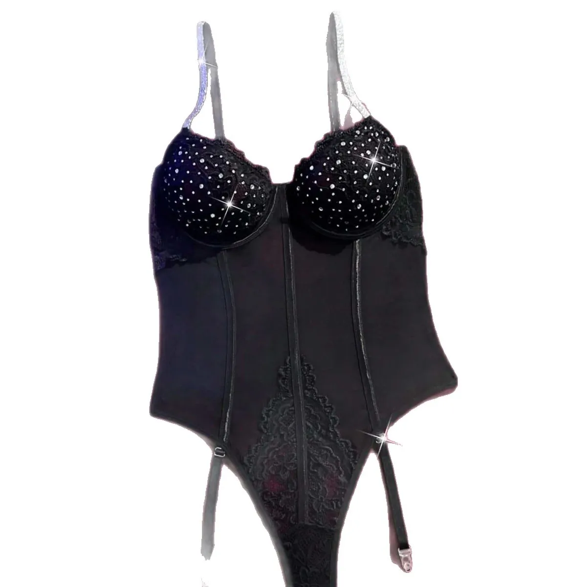 

Women's Super Sexy Fishnet Transparent Bodysuit Mesh Sparkle Rhineston Lingerie Unerdwear Night Club Eye-Catching Costumes