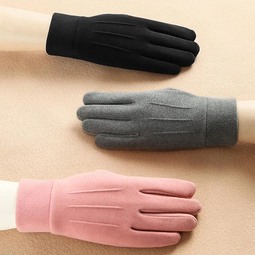 1 Pair Nice-looking Motorcycle Gloves  Full Finger Anti-fade Cycling Gloves  Winter Thermal Girls Cycling Bike Gloves