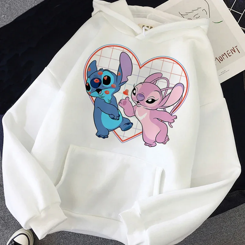 Schattige Disney Vrouwen Hoodie Harajuku Pullover Kawaii Casual Hoodies Top O-hals Engelenprint Capuchon Sweatshirts Met Lange Mouwen