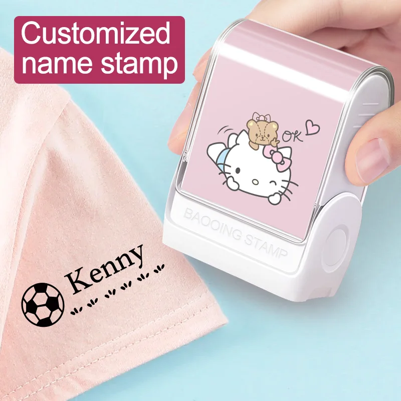 

Штамп с именем на заказ с дизайном Hello Kitty, моющиеся чернила для школьных принадлежностей, организация «Снова в школу» и идентификация предметов