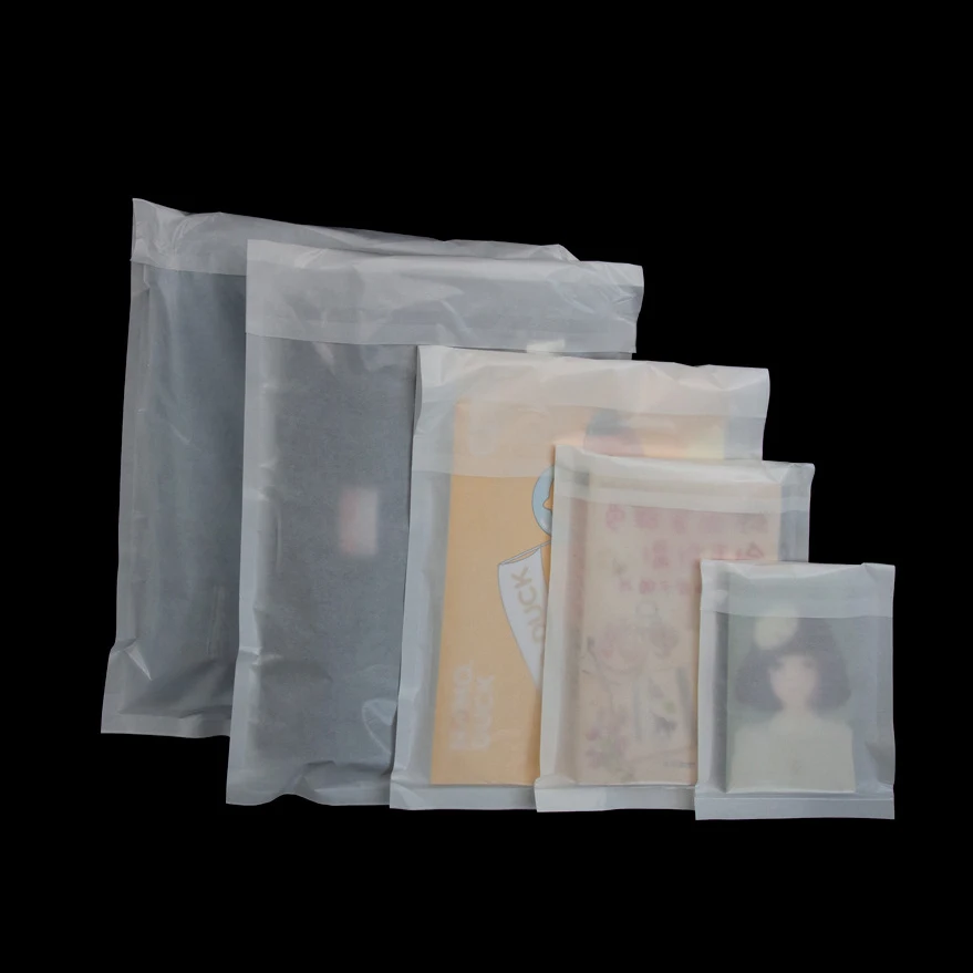 100Pcs/lot Translucent Glassine Paper Bag Self Adhesive Envelope Packing Bag For Clothing/Gift Waxed Storage Bag