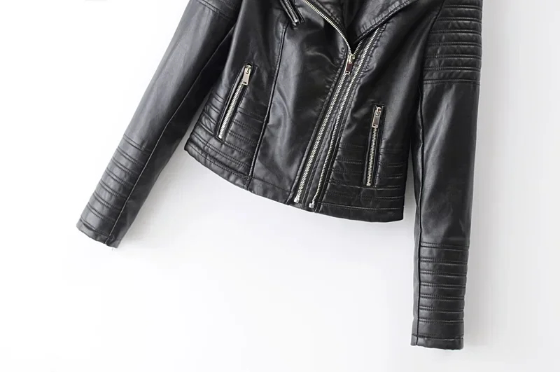 Customized 2024 New Women Soft Motorcycle Faux Leather Jackets Ladies Long Sleeve Autumn Winter Biker Streetwear Coat