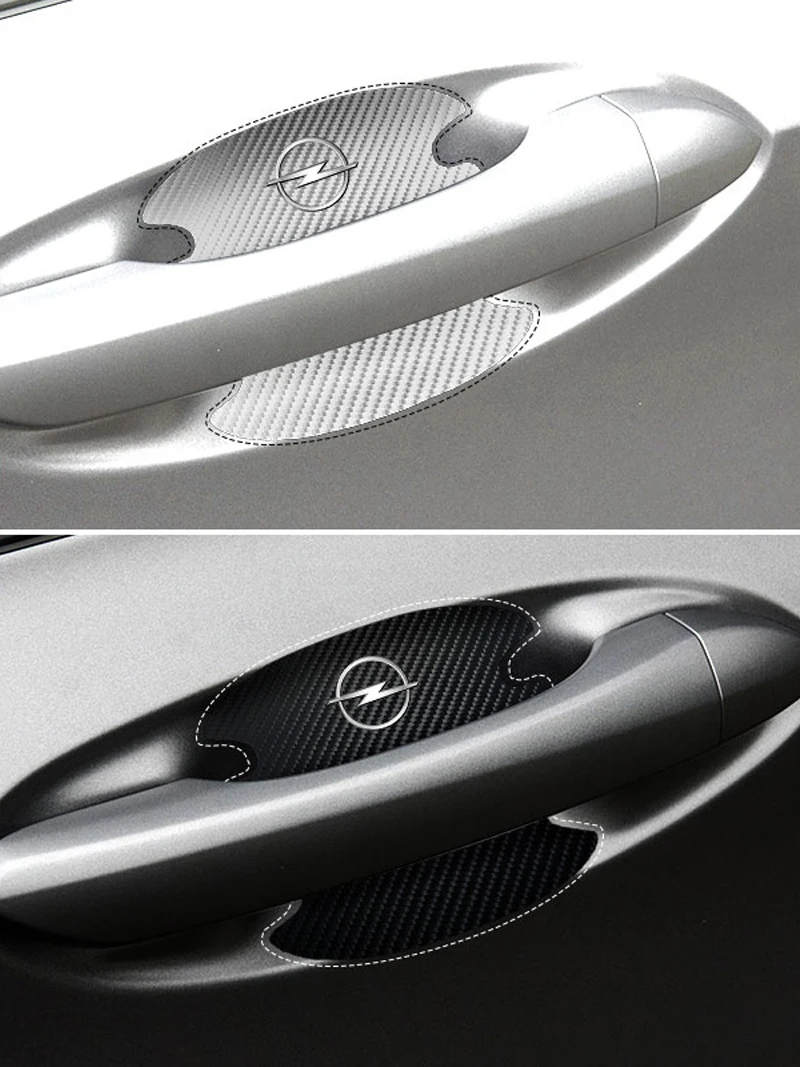 جديد 4 قطعة باب السيارة ملصق ألياف الكربون الخدوش غطاء مقاوم لأوبل أسترا j إنسيجنيا أسترا g كورسا زافيرا b فيفارو ميريفا #6