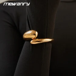 Mewanry Bicolor Smooth Irregular Geometric Cuff BraceletS For Women Couple Minimalist Creative Design Elegant Engagement Jewelry