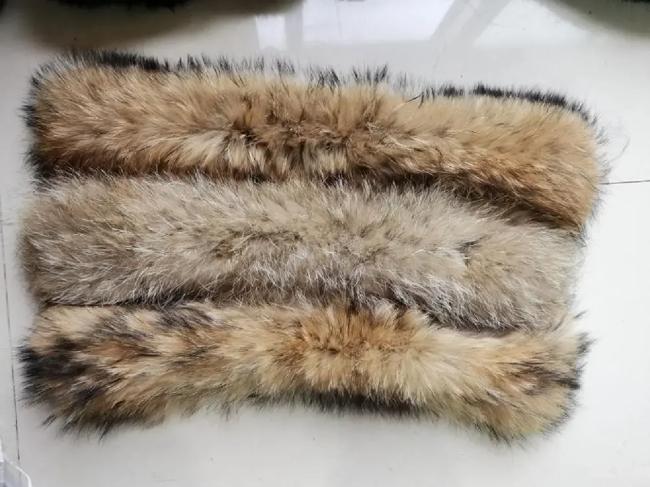 

Women Real Raccoon Fur Scarf Collar For Coat Winter Warm Shawl Wraps Neck Accessories Natural brown 55*14CM