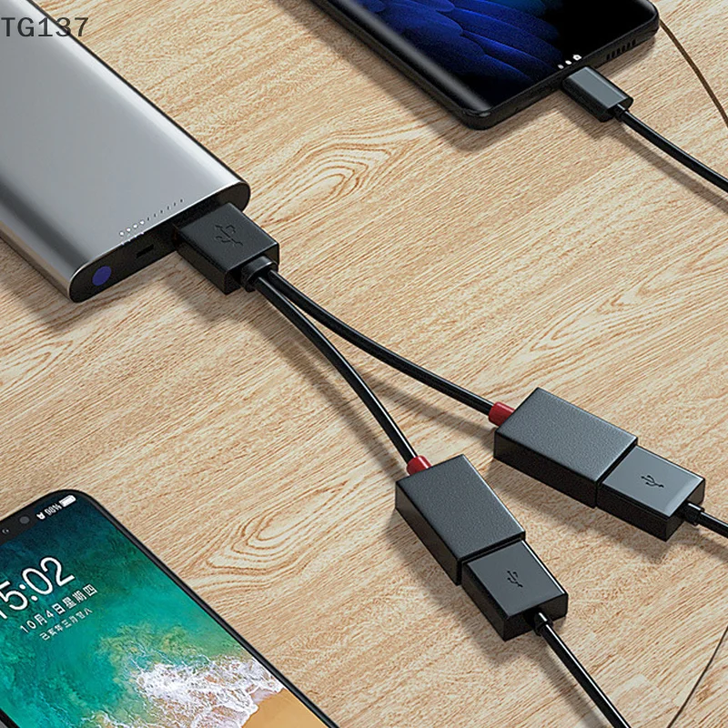 متعددة الوظائف محول الحبل كابل شحن 1 في 2 خارج USB HUB سيارة USB الفاصل كابل للهواتف الذكية أندرويد