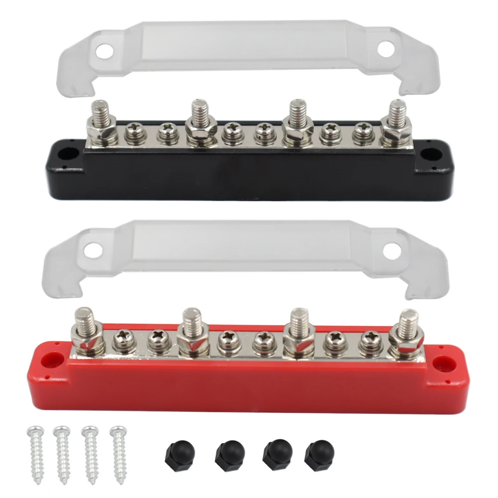 1 Pair 10/14 Post Bus Bar Battery Power Distribution Block 150A Wiring Stud Battery Junction Block Terminal for Car Bus Ship