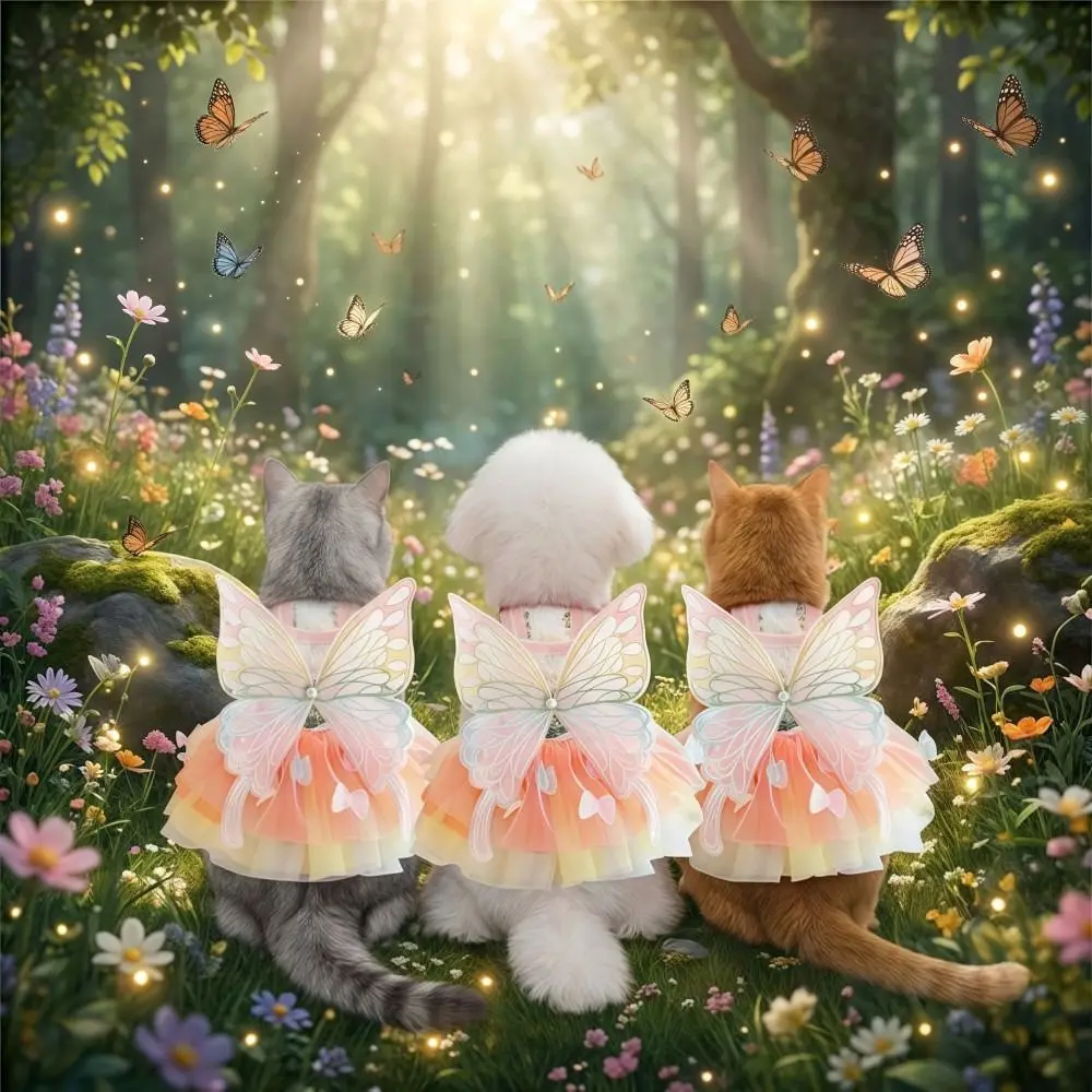 Rainbow Butterfly Tulle Pet Dress 5