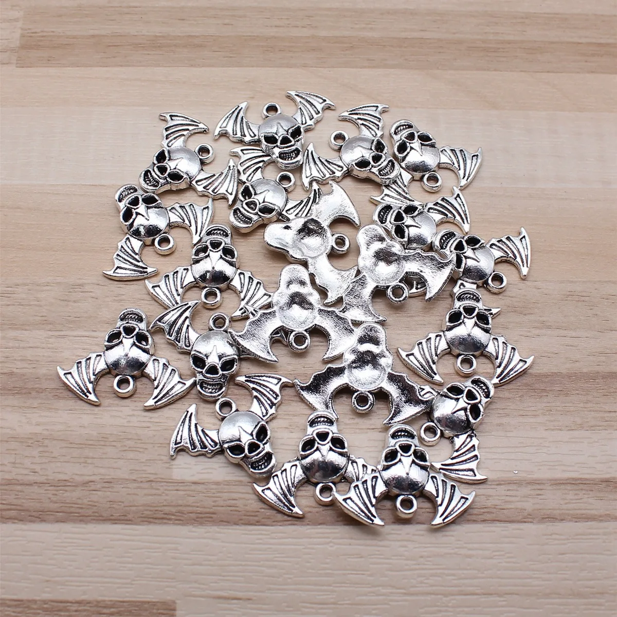 IFOCUS 20pcs/Lot Angel Wing Skull Charms For DIY Jewelry Making Zinc Alloy 22x16mm/0.87x0.63inch