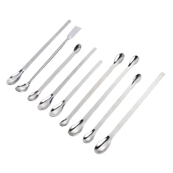 9pcs Stainless Steel Spatula Scoop Reagent Laboratory Mixing Spatula Sampling Spoon For School Restaurant Home Medicine Spoon