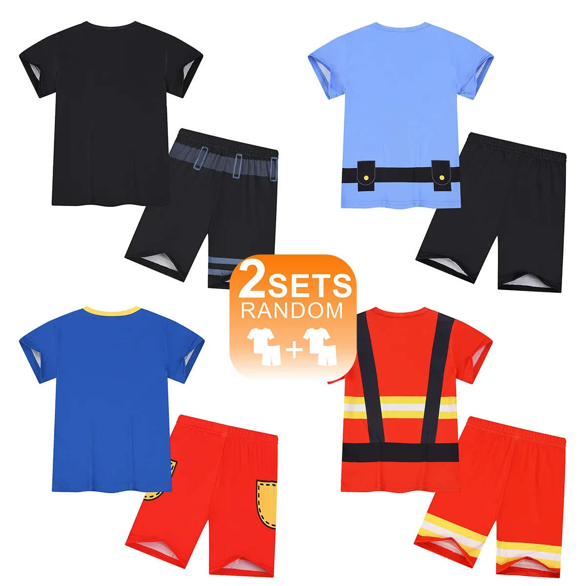 【Through 1615 flame】3D design summer short sleeve shorts boys pajamas random 2 sets, suitable for 3-8 years old boys