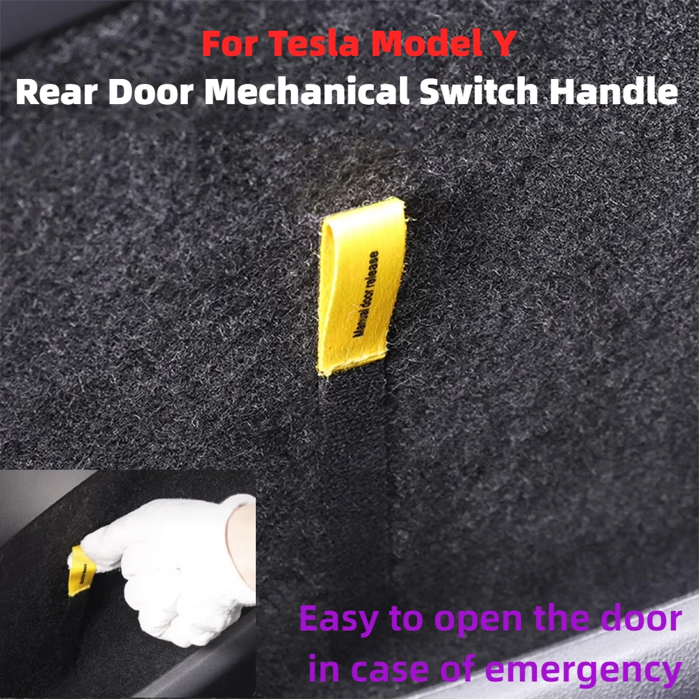 ​2pcs For Tesla Model 3/Y Rear Door Mechanical Switch Handle Emergency Opening Puller Handle Unlock Button Car Accessory
