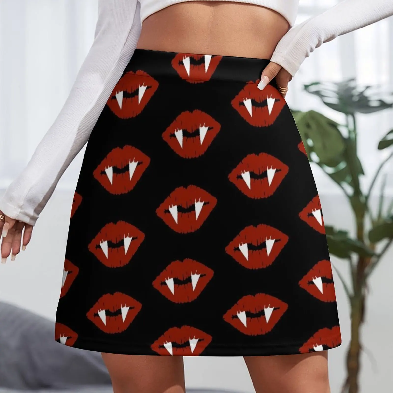 Vampire Fangs & Lips Mini Skirt skirts for womans Female skirt new in external clothes Mini Skirt