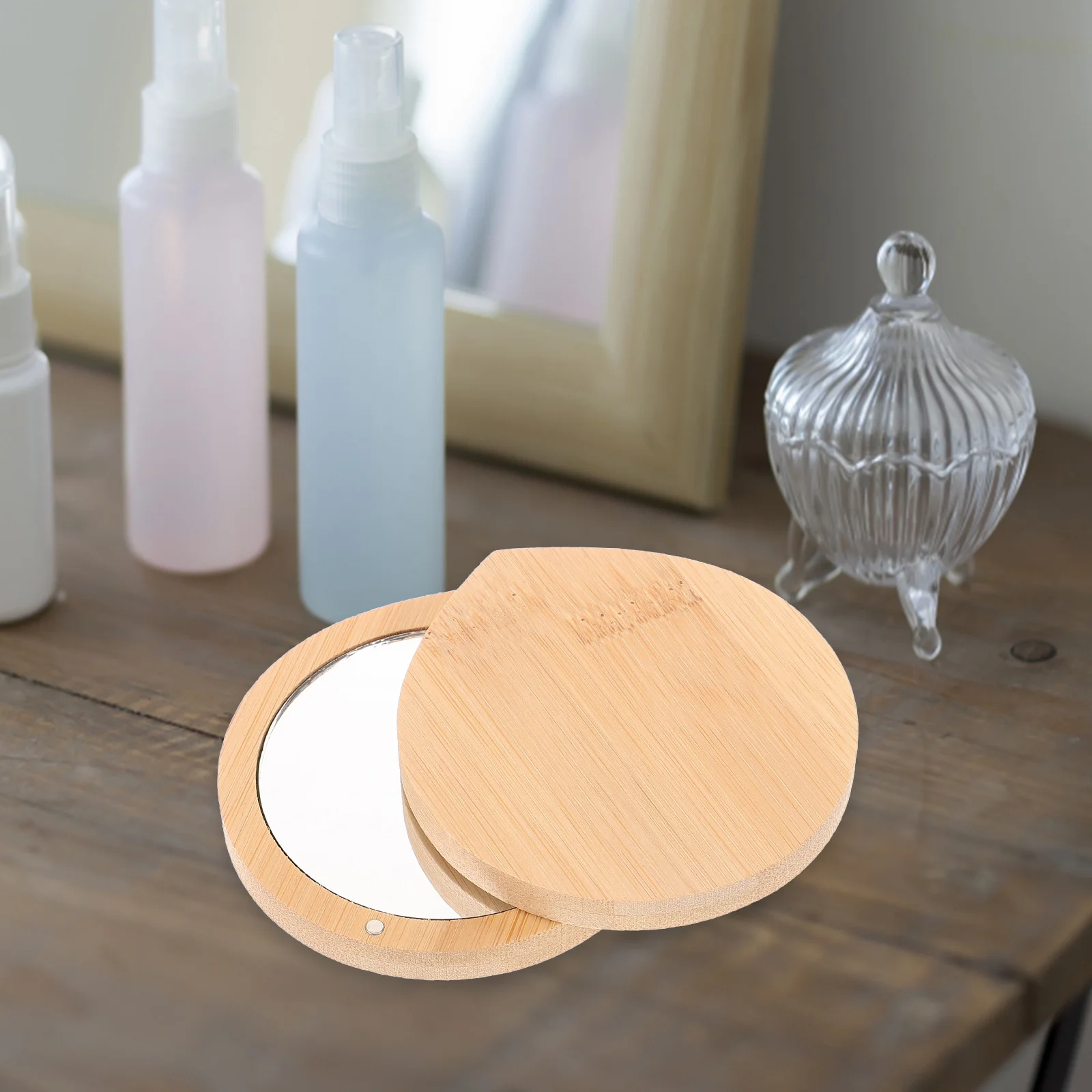 Bamboe Hand Compacte Zak Make-up Make-up Spiegel Voor Reizen Draagbare Zakspiegel Lichtgewicht Duurzaam Voor Vrouwen Meisjes
