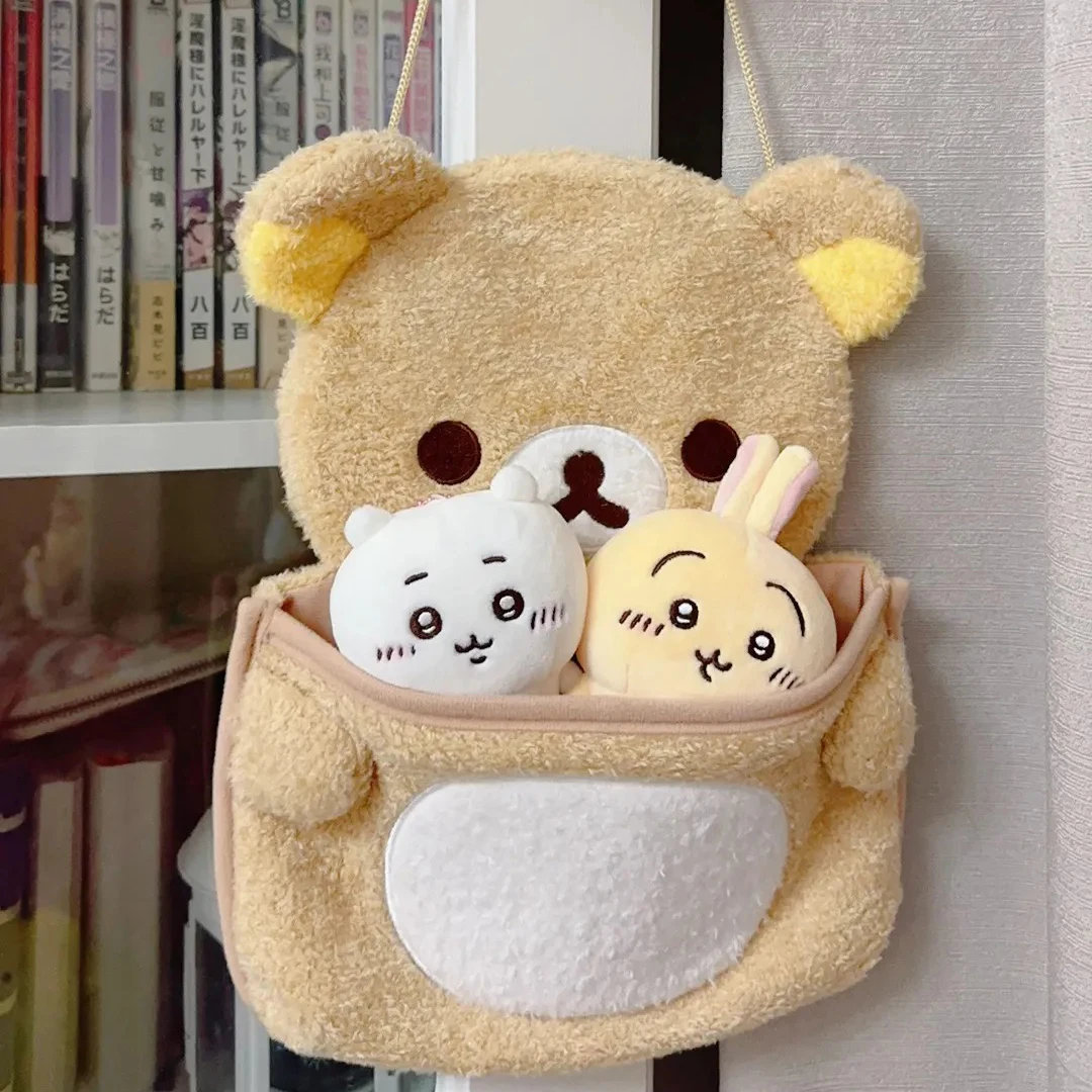 Kawaii Anime Rilakkumas borsa portaoggetti da appendere alla parete Cartoon Rilakkumas Bear Door Hanging Bag peluche articoli vari borsa