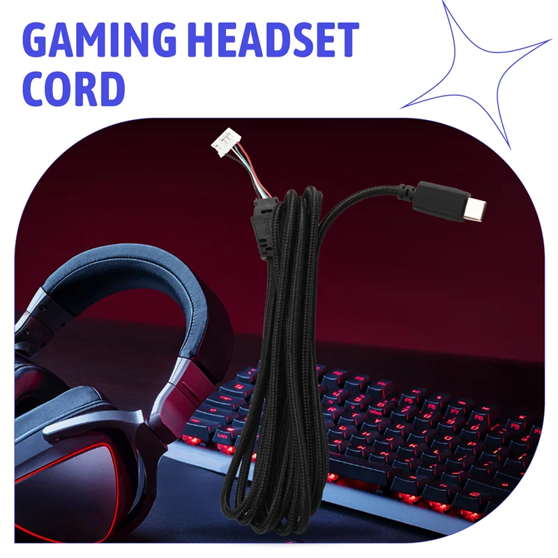 USB-C Gaming Headset Cord For ASUS ROG Delta/ROG Delta S Aux Wire Headphone Cable Line-TCES