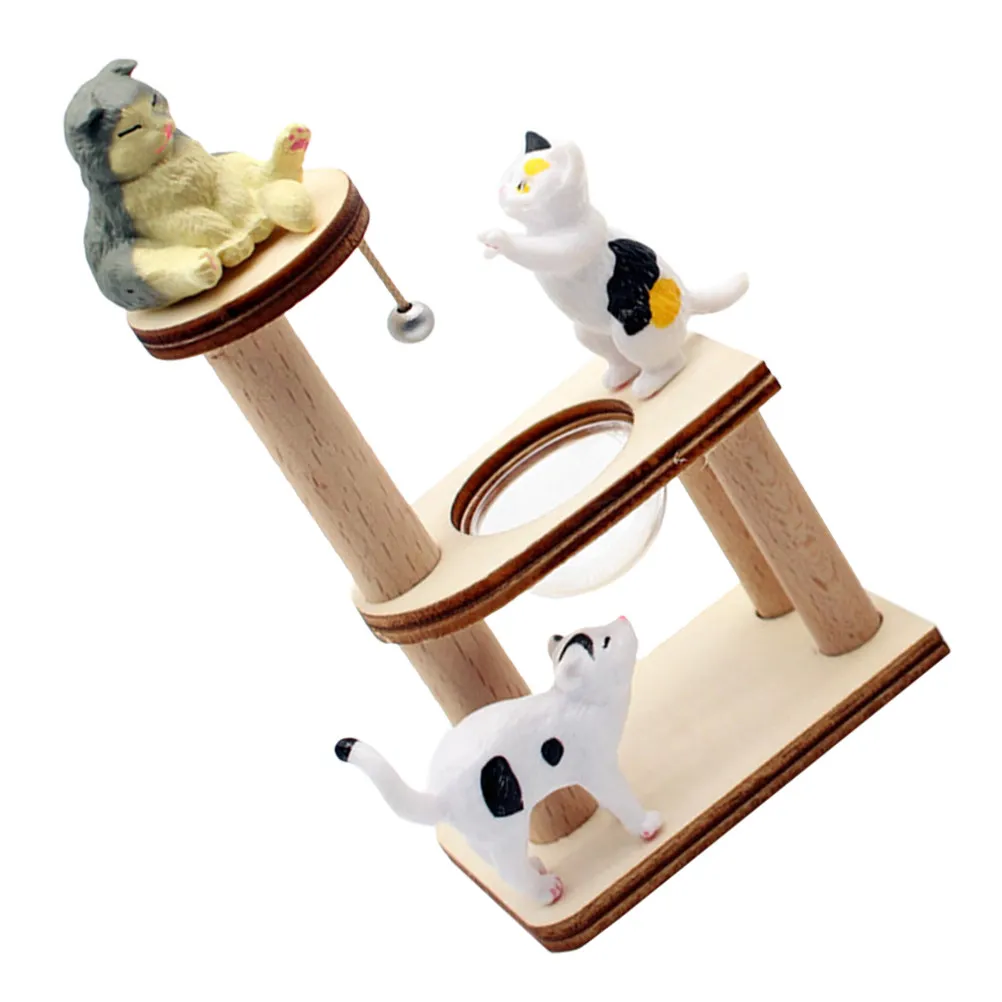 

Набор миниатюрных деревянных реалистичных кошачьих домиков-когтеточек, декоративный элемент мебели, реквизит для оформления, аксессуары для дома