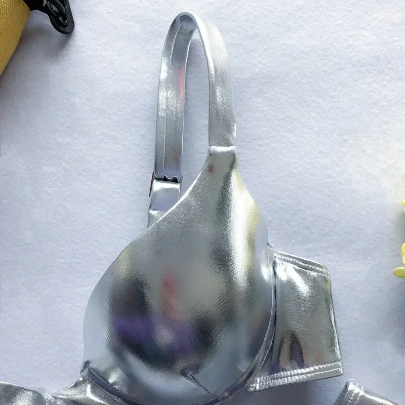 Zilver Badmode Push Up Bikini Sets Sexy Badpak Vrouwen Hoge Cut Badpak Braziliaanse Bikini Beugel Zwemkleding Bader