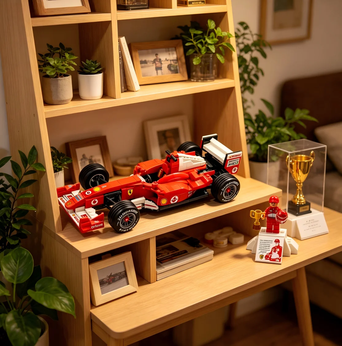 

Disney 11375 735PCS Mechanical Formula Racing Car Building Blocks High Simulation Model Birthday Gifts Home Desktop Ornament