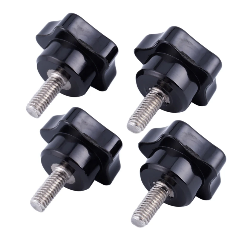 M6 X 15Mm Male Thread Screw Star Head Locking Screw Handle Black 4 Pcs