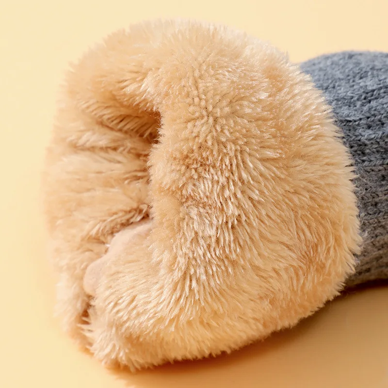 Men's Winter Knit Gloves Fleece Touchscreen Walking Business Thermal Gloves Elastic Shopping Meeting Warm Cable Knit Gloves