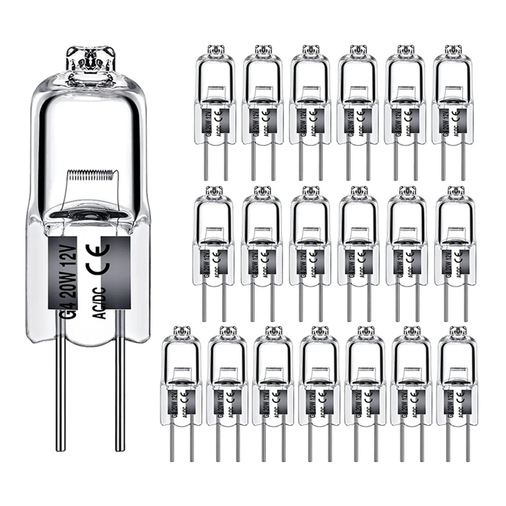 【derniEre-chance】160-ampoules-halogenes-g4-12v-20w-ampoules-g4-12v-a-insertion-ampoules-halogenes-20w-12v-pour-lampe-a-cristaux