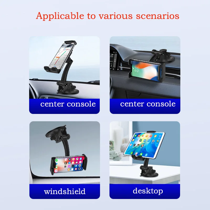 NEWUniversal Sucker Car Phone Holder 360° Windshield Car Dashboard Mobile Cell Support Bracket for 4.0-13 Inch Tablet Smartphone