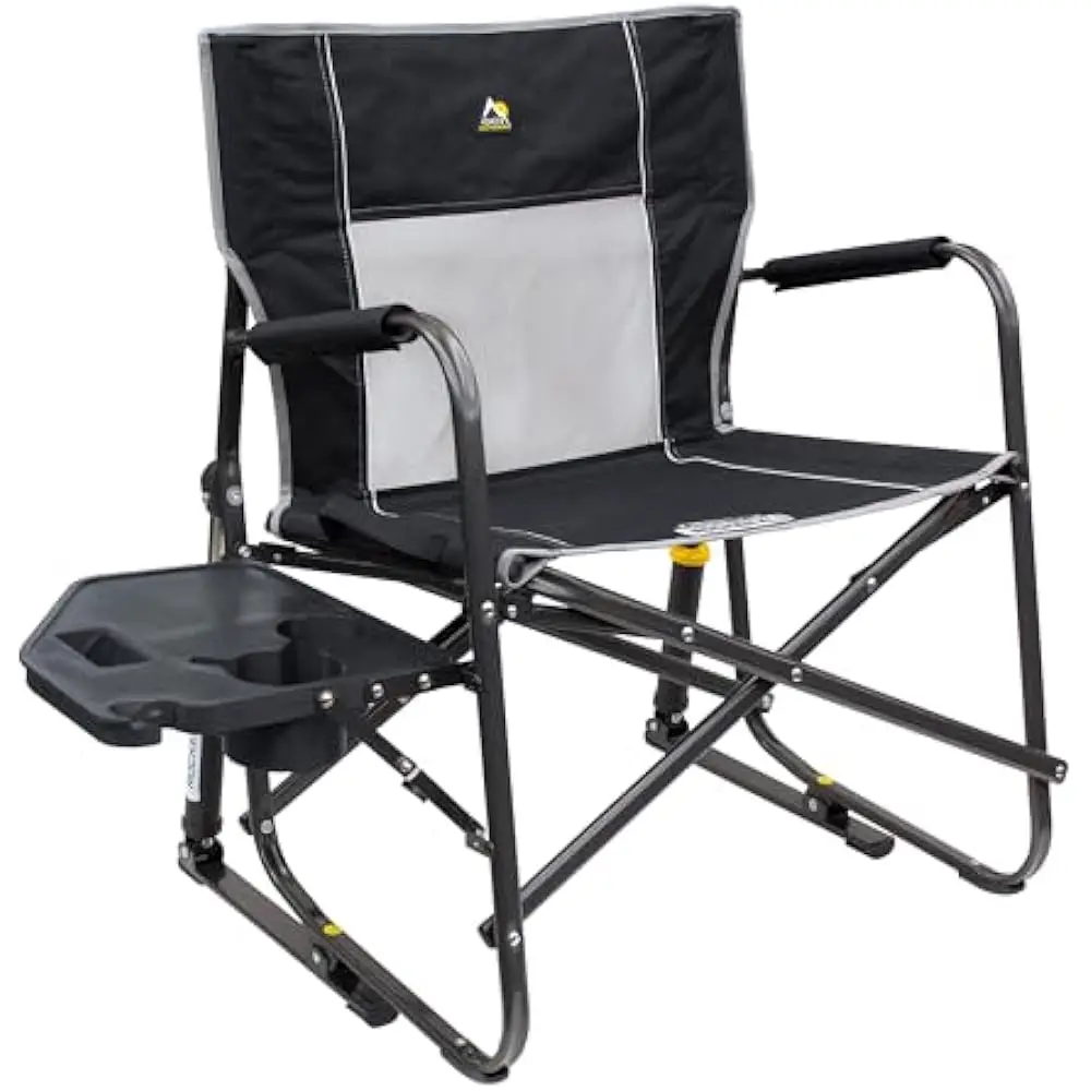 

Outdoor Freestyle Rocker XL with Side Table Camping Chair & Solid, Durable Armrests, Drink Holder & Comfortable Backrest