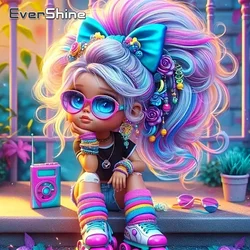 Evershine New Arrival Girl Diamond Mosaic Roller Skating Picture Full Round Diamond Painting Portrait Wall Decoration