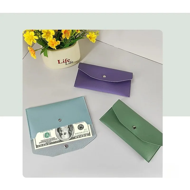 PU Leather Cash Envelope Wallet, Reusable Cash Envelope Wallet for Money Distribution, Minimalist Solid Color Long Wallet