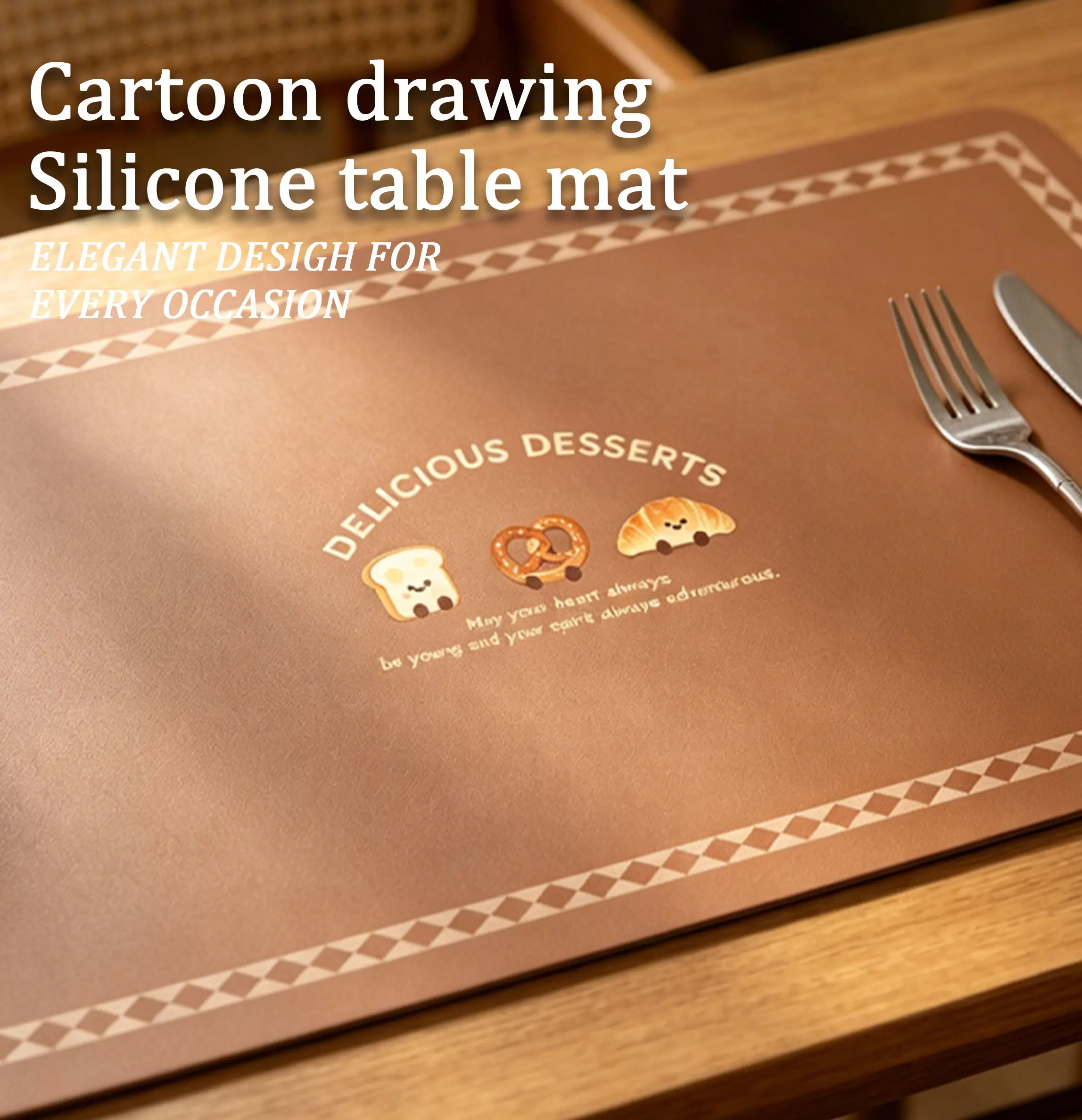 Furniture Decor 100% All Silicon Organic Silicon Table Placemats Customizable Pattern Graphics