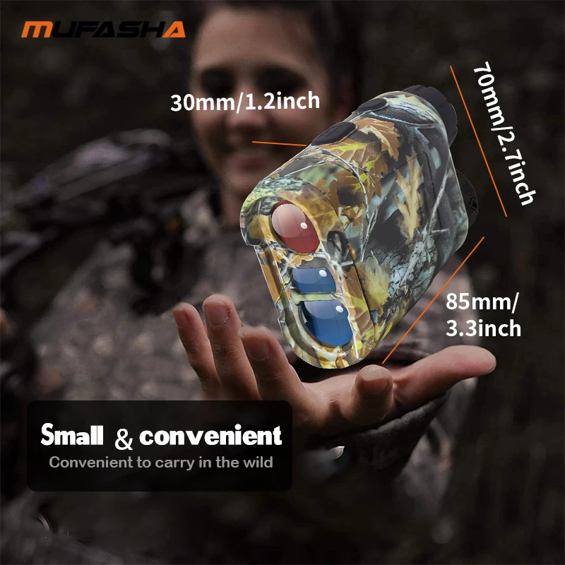 Imagem -06 - Mufasha-hunting Laser Rangefinder Compensação Medição Altura Ângulo Vibrações Feedback Distância Medidor