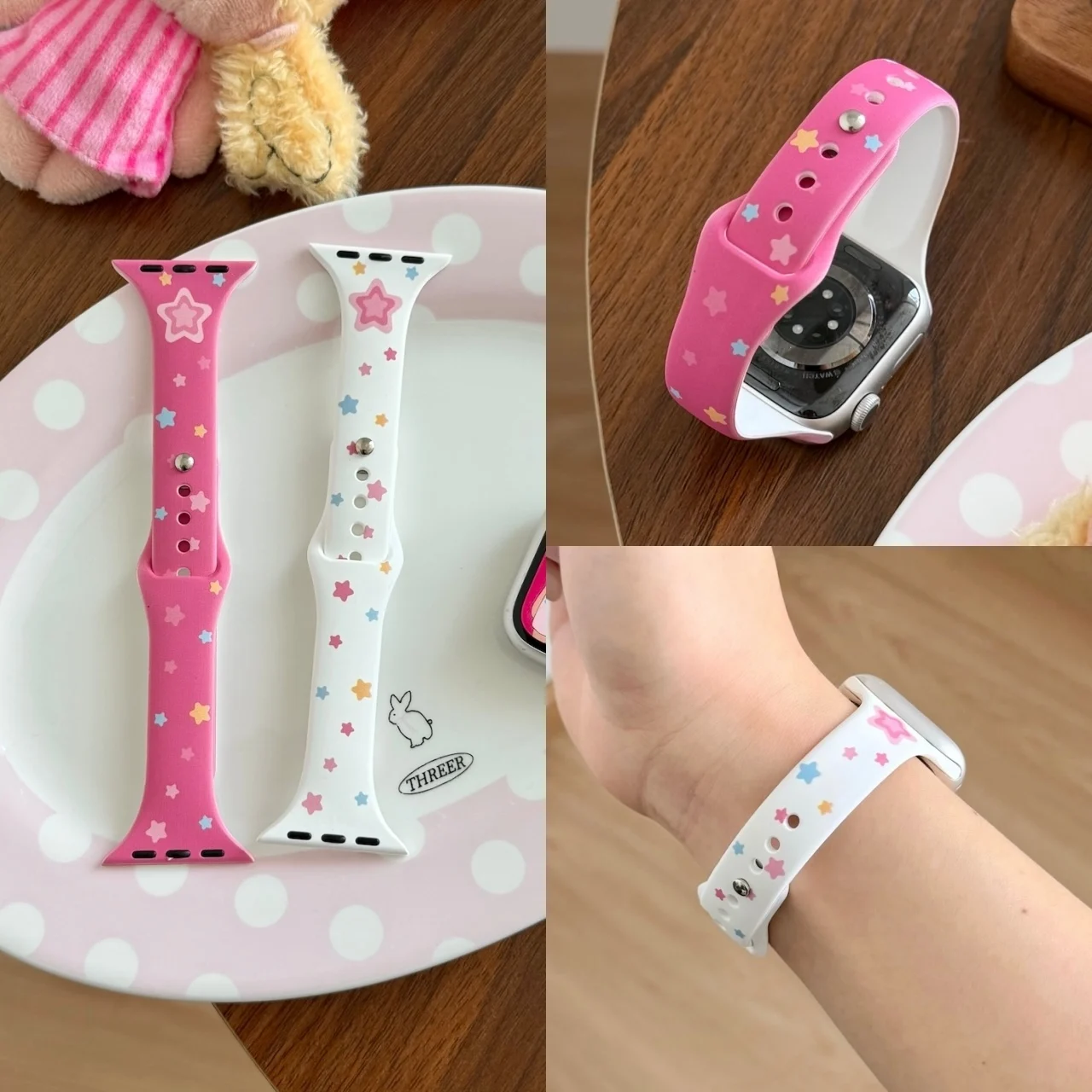 Soft Colorful Star Pattern Silicone Wristband For Apple Watch Ultra SE 11 10 9 8 7 Cute Dopamine Casual Daily Lovely Girls Strap