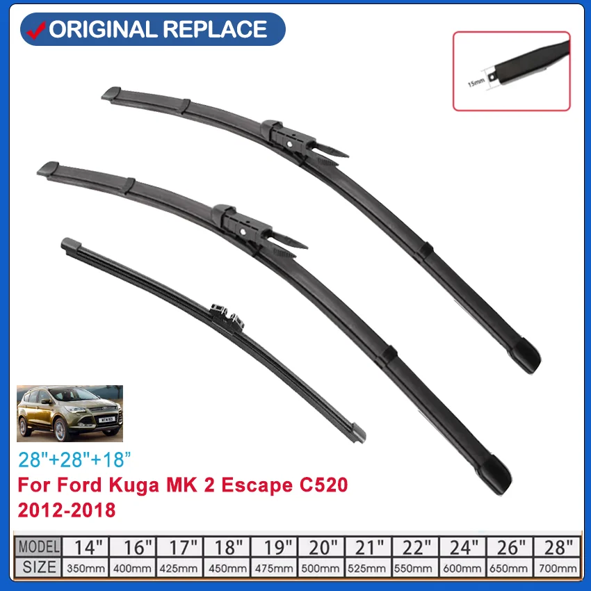 Car Wiper Front & Rear Wiper Blades For Ford Kuga MK 2 Escape C520 2012-2018 2013 2014 Windshield Windscreen Wiper 28