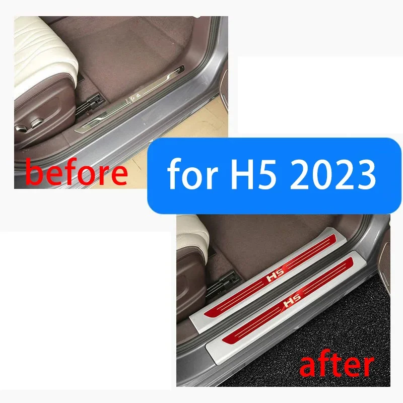 For HongQi H5 2023 Sill Strip Welcome Metal Pedal Tailgate Box Rear Guard Protective Trim Cover