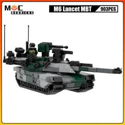 High-tech Army Main Battle Tank M6 Lancet Military Armed Forces Armoured Vehicle MOC Building Block Model Kid's Bricks Toys Gift