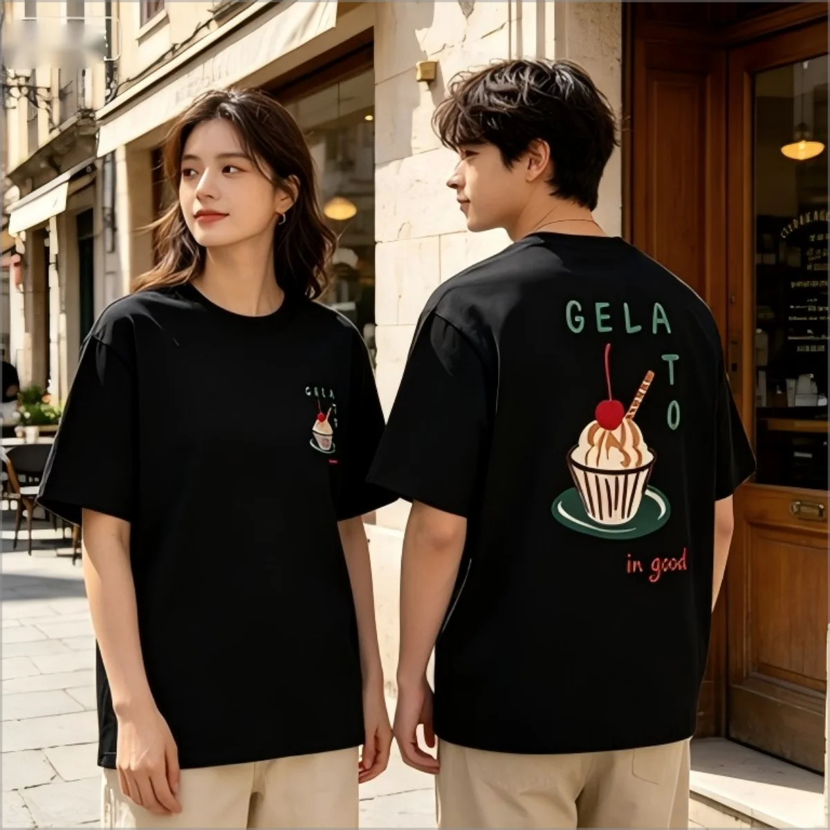 Gelato Ice Cream Graphic T-Shirt Cute Cherry Dessert Print Tee Casual Aesthetic Short Sleeve Tops Vintage Cartoon Crew Neck