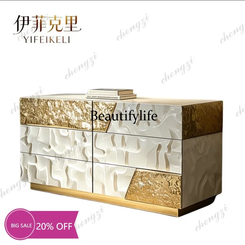 A45 Light luxury art carving six chest cabinets, living room storage cabinets, porch cabinets, designer models