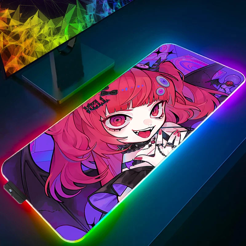

RGB LED Anime Sexy Girls Desk Mat Carpet Desk Accessories Laptop Gamer Mausepad Mouse Pad Mousepad Office Mouse Mat Keyboard Pad