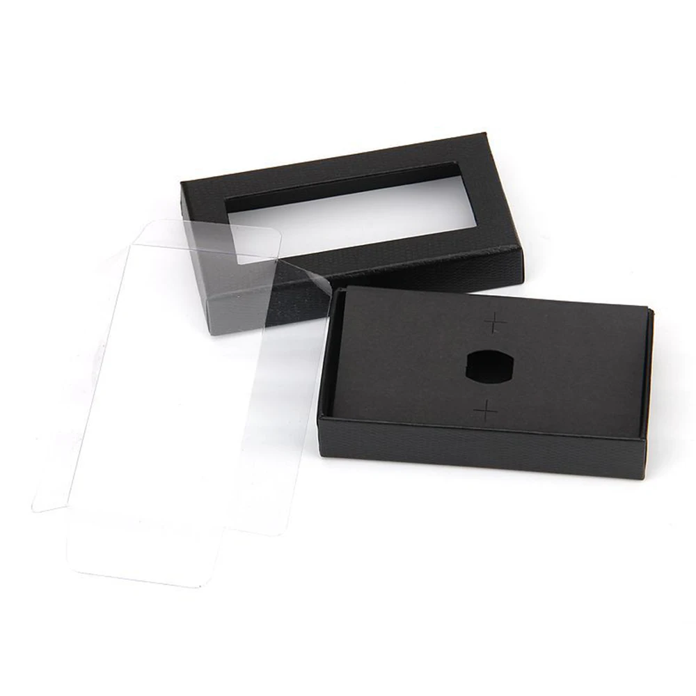 Caja de embalaje de pajarita negra Simple para hombres y mujeres, caja de almacenamiento de anillo de collar con ventana, caja de embalaje de regalo de joyería de boda