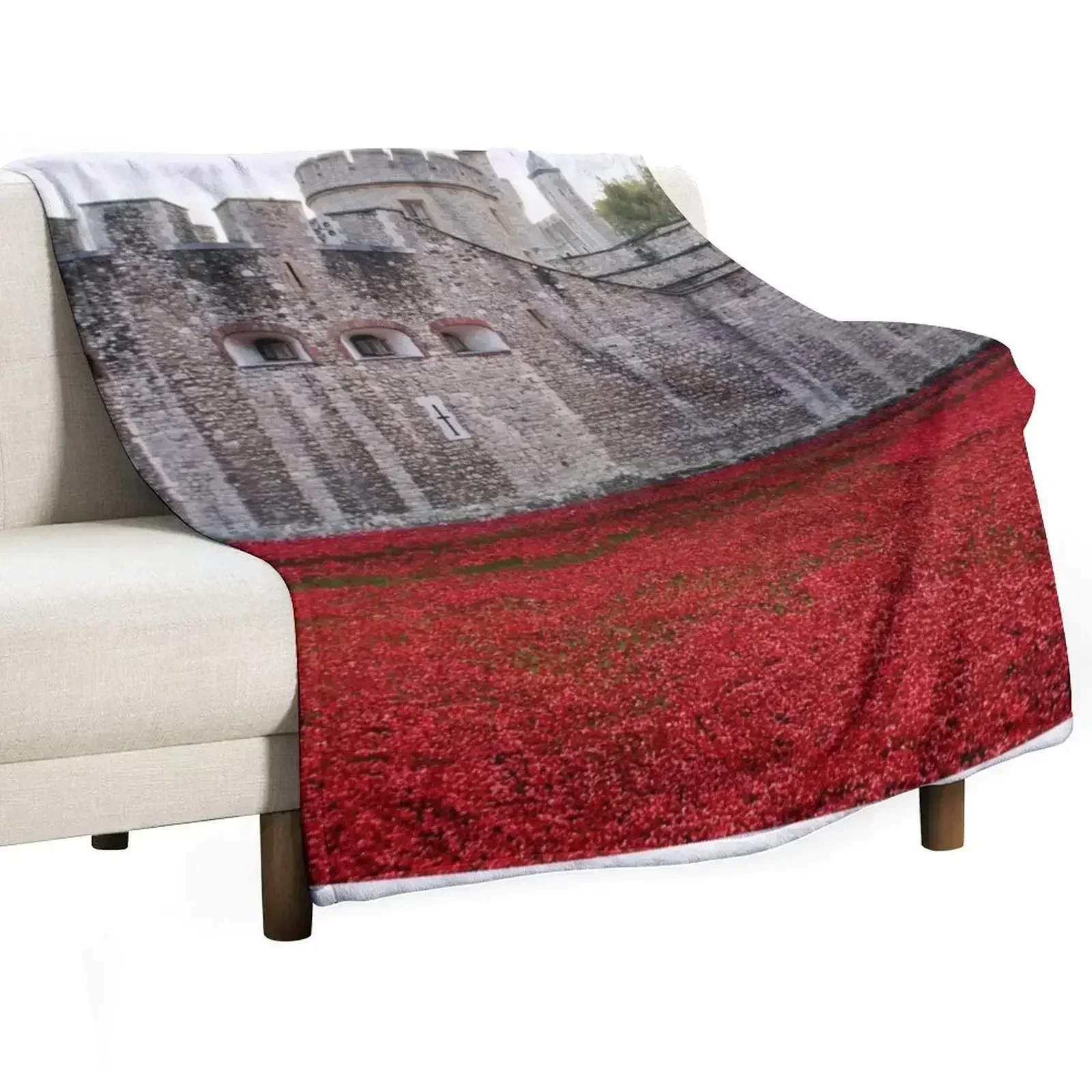 Tower of London Red Poppies Throw Blanket Retros Bed bed plaid Flannels Heavy Baby Blankets