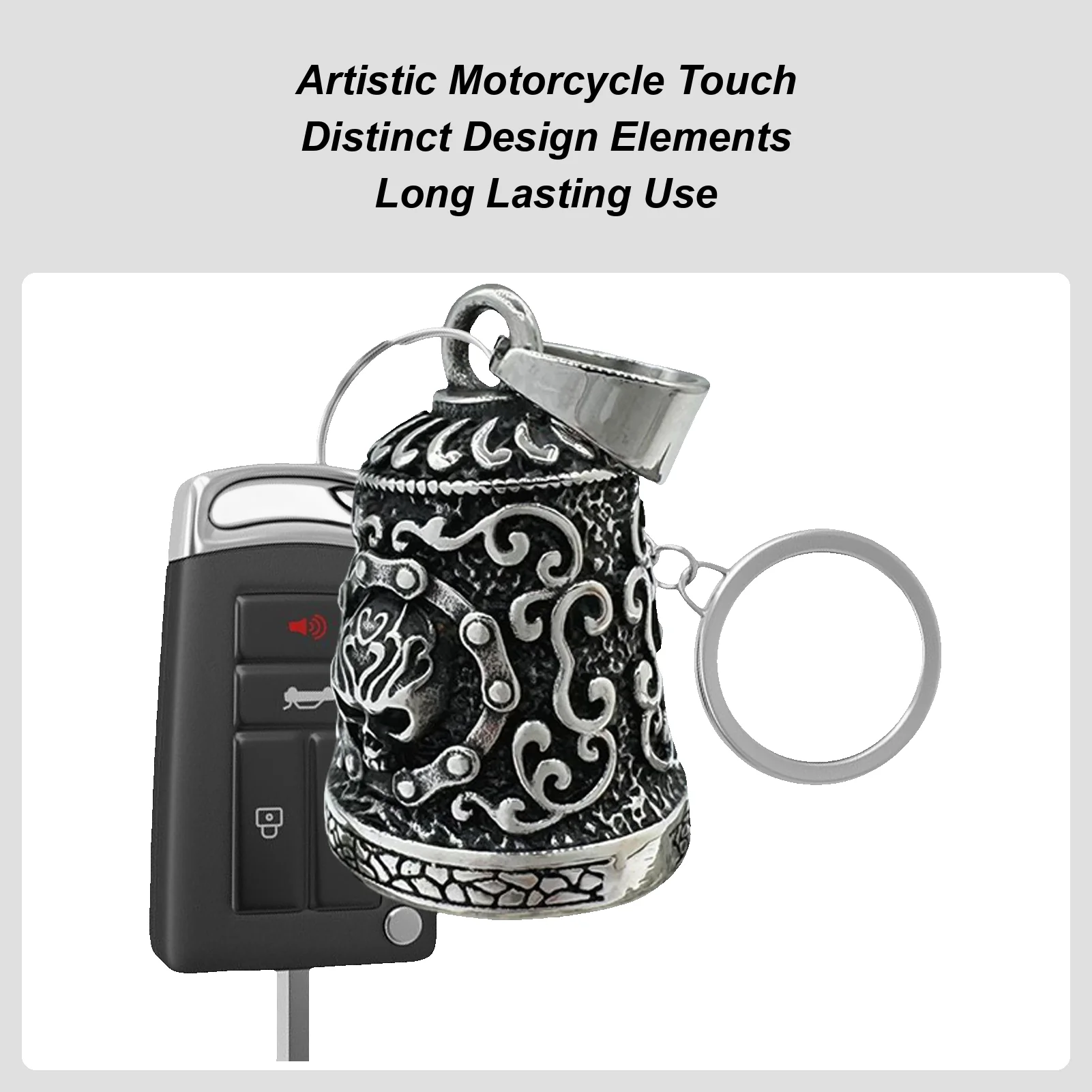 Motorcycle Bell Motorcycle Riding Skull Bell Weatherproof Vintage Biker Pendant Rider Key Chain Riding Gear Accessories For Men