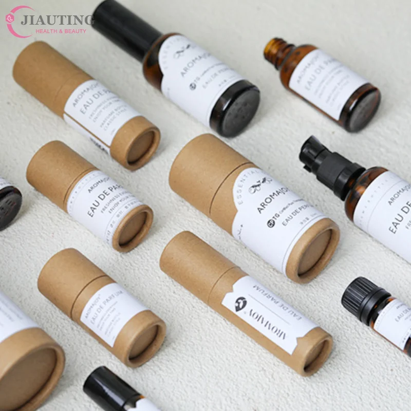 1Pcs Empty Thick Round Cowhide Empty Paper Tube Essential Oil Roller Bottle Packaging Box For Oil Perfume Container